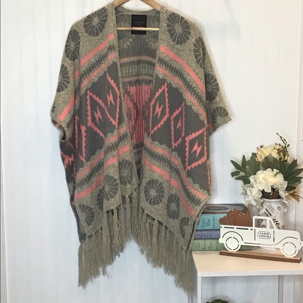 Ellie & Kate Sweater Cardigan Oversized OS Gray - Picture 11 of 16